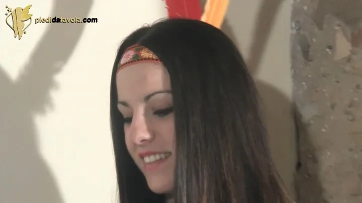 Sexy Bianca in Indians costume enjoys teasing with her bare feet