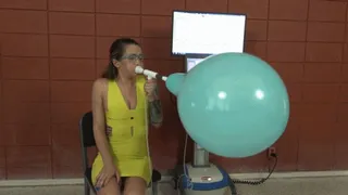 Maria Blows Cattex 19" Round Balloon to Bursting