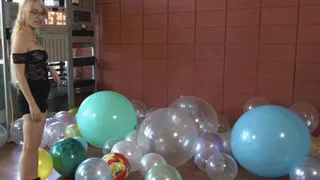 Sandra Pops the Lab-Warming Party Balloons