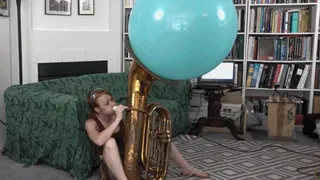 Teagan Blows a Punchball Out of Her Tuba