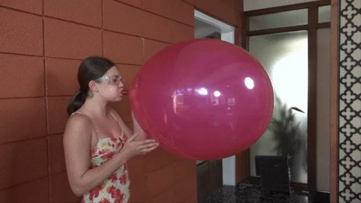 Scarlet Blows a 24" Round Balloon to Bursting