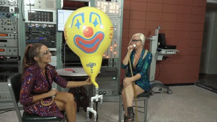 Janine and Tylee Blow a Series of Clown Figurine Balloons