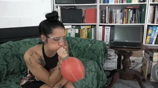 Stefania Blows a Modified Soccer Ball Bladder to Destruction
