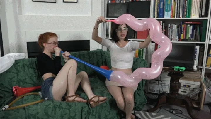 Dolly and Nora Stuff Obnoxious Horns with Balloons