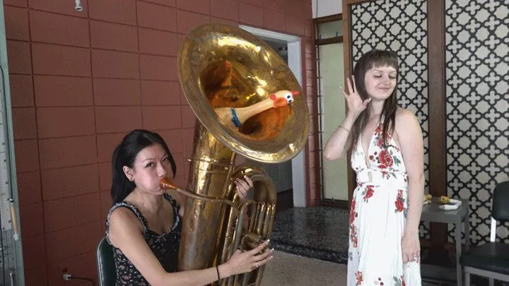 Mia "Helps" Raven "Fix" Her Tuba