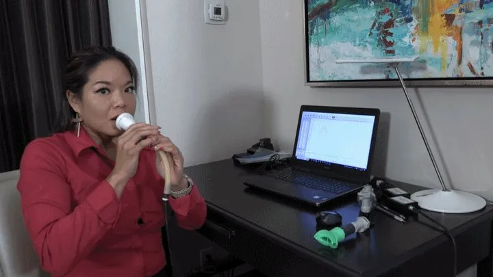 Alexis Stretches Her Face and Tests Her Blowing Pressure