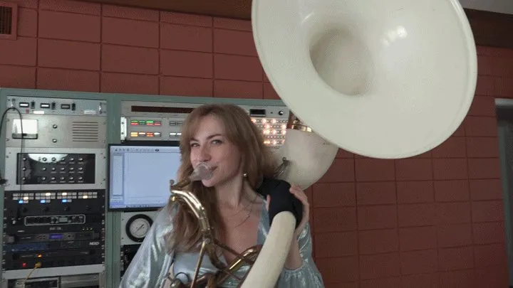 Stella Tries Out the Sousaphone