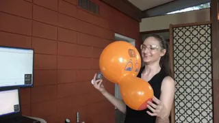 Luci Blows Several Figurine Balloons