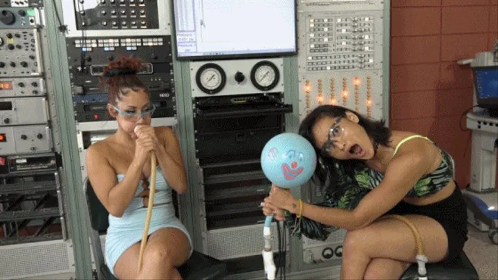 Channy and Kira Blow a Clown Figurine Balloon