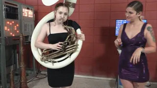 Arietta and Ayla Try Out the Sousaphone