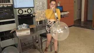 Alice Attempts to Blow Up a Plastic Deco Bubble