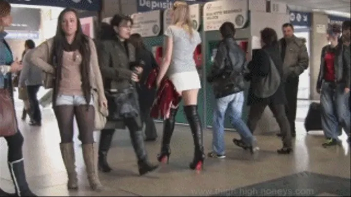 Rome Station in Thigh Boots & Leather Skirt