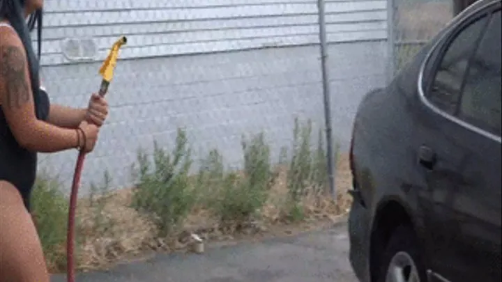 Washing Car in Swim Suit