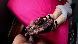 Lace ballet socks footjob ( 60 fps)