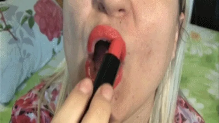 Oral sex for you with red lipstick