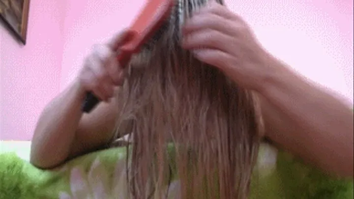 combing of damp hair a