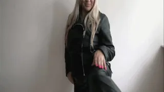 Handjob in black leather clothes and gloves ORDER b
