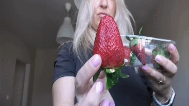 Swallowing a whole giant strawberry