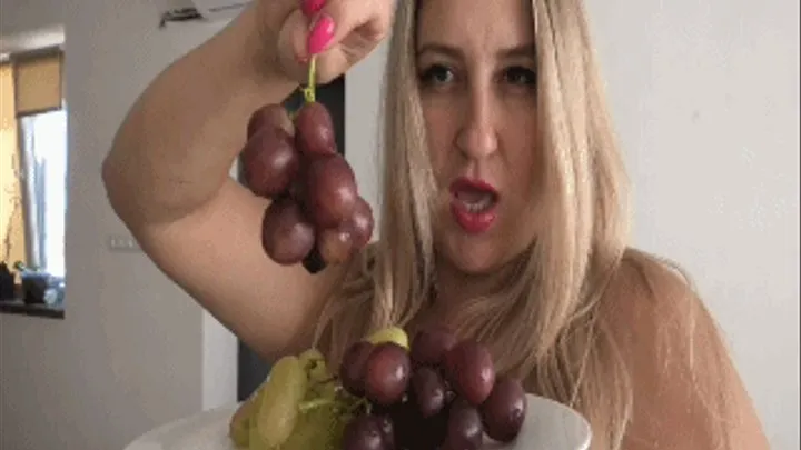 Crush grapes with a strong throat b