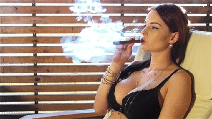 Smoking Cigar in Bra!