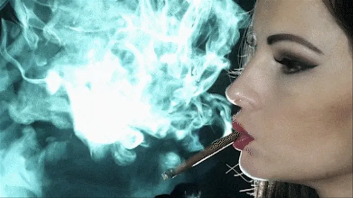 Abbie - Smoking Black Djarum, Face Close-Up