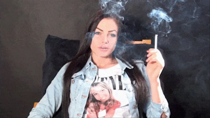 Loren Smoking in Denim Jacket!