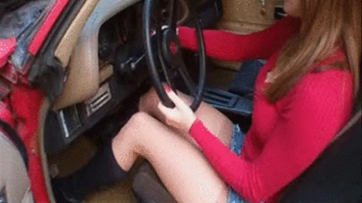 Aubrey Revving Camaro in Boots & Pantyhose