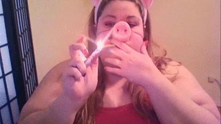 close up piggy smoking