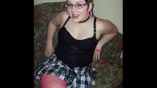Chubby School Girl in Pink Fishnets