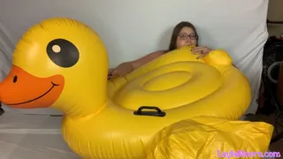 Layla Moore Mouth Inflates a Giant Intex Duck