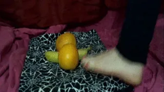 Foot fetish with fruit