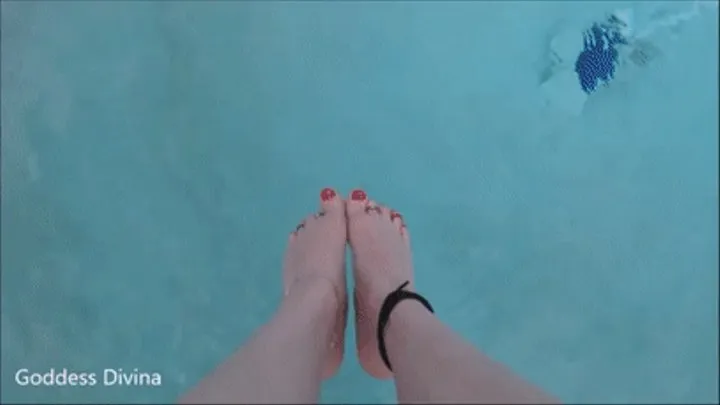 Wet feet in pool water