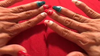 4th of July Long Nails and Veiny Hands