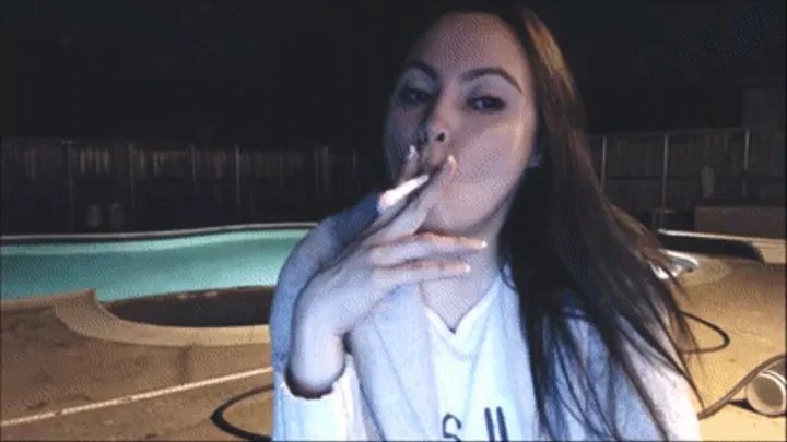 Smoking Outside by the Pool