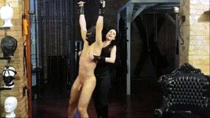 Tickletorture with victim in chain by mistress