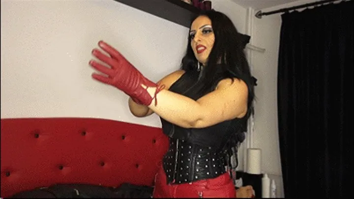 Red leather gloves smothering test