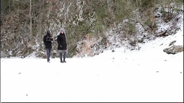 Humiliation in the snow: Mistress Ezada using Her slave in the mountains