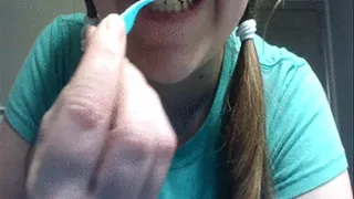 Close Up Teeth Picking and Flossing