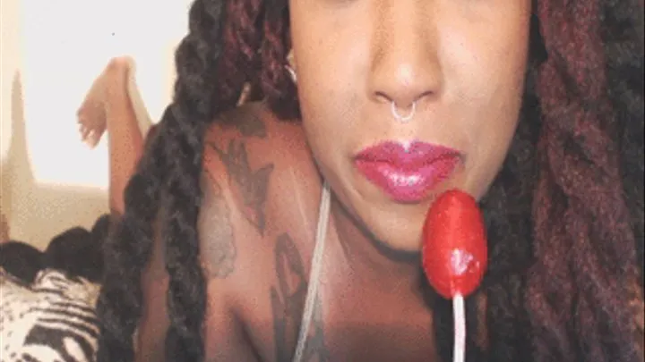 Zoomed in wett lollipop licking