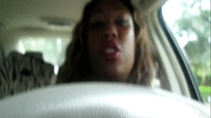 Ebony eating in the car