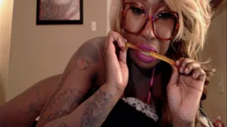 Dior chews and devours gummy worms