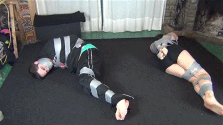 Rich boy tied up and gagged by two female villains!