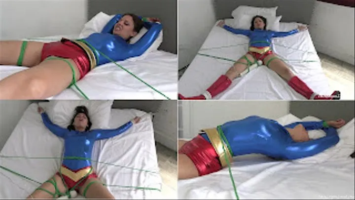 Ultragirl Loves Bondage with Cali Logan: magic kryptonite ropes leave this superheroine bound to orgasm