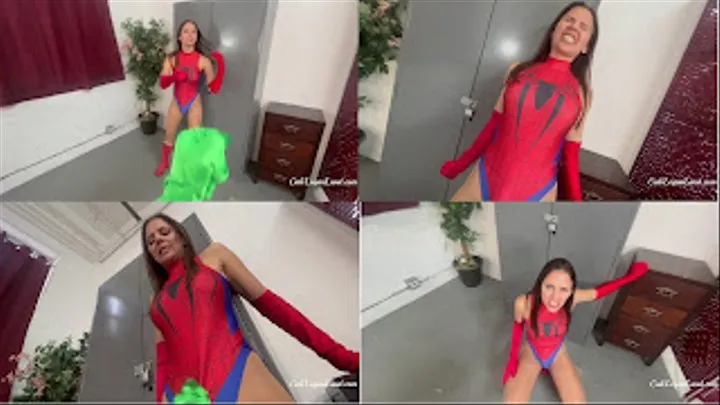 Futa Spidergirl BUSTED: POV fight leaves superheroine ball busted and begging to cum