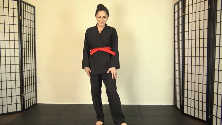 KARATE GIRL CLEO POV KICKING & BALLBUSTING FOOT HUMILIATION