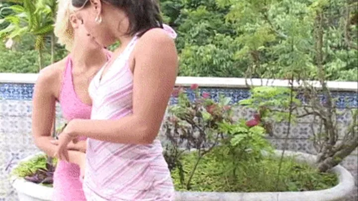 GirlKiss - Aneta & Helena making out on the patio - - part 1 of 2