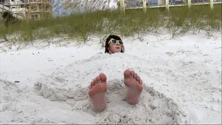 Tickling Barefoot Dakota Buried in the Sand - ANDROID