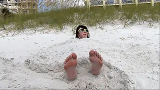 Tickling Barefoot Dakota Buried in the Sand