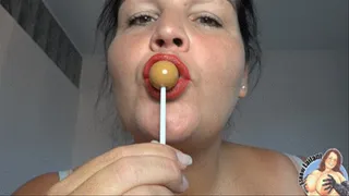 Lollipop cracking, biting and licking - tongue injured