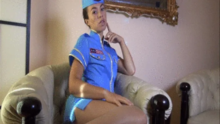 Stewardess with shiny pantyhose